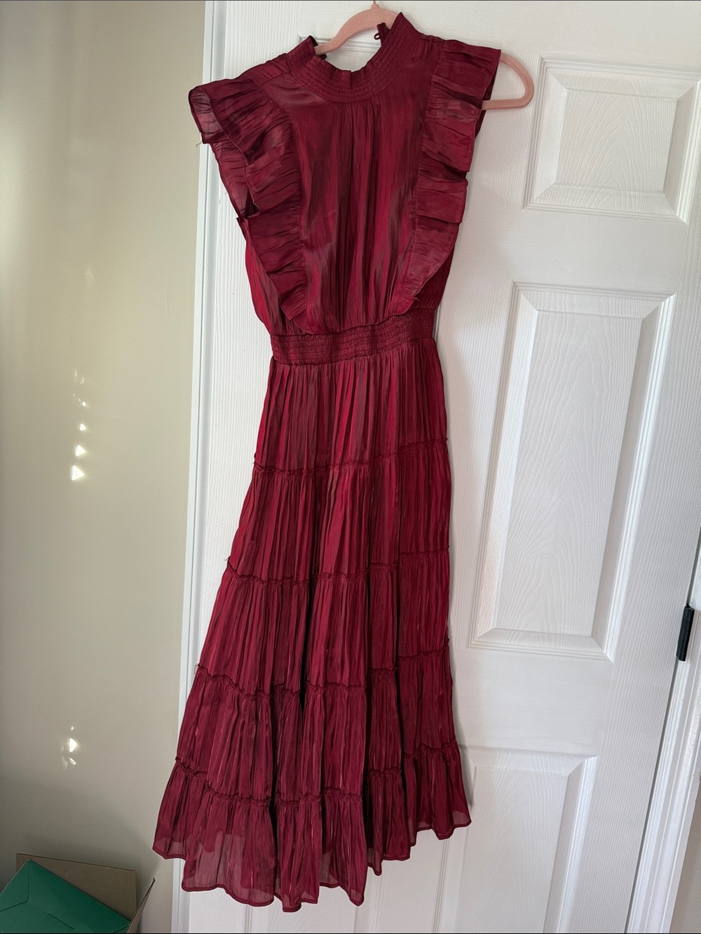 Lulu's Burgundy Ruffle Tiered Maxi Dress